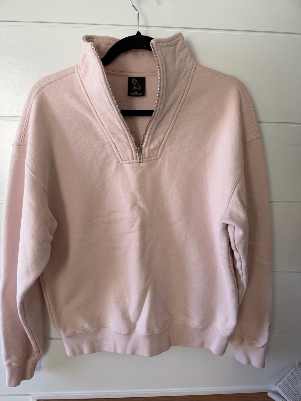 OVO Women's Half-Zip Pullover in Blush Pink